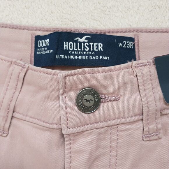 New Hollister Ultra High Rise Dad Pant Women 23R Pink Cargo Casual Utility Norm - Picture 5 of 6